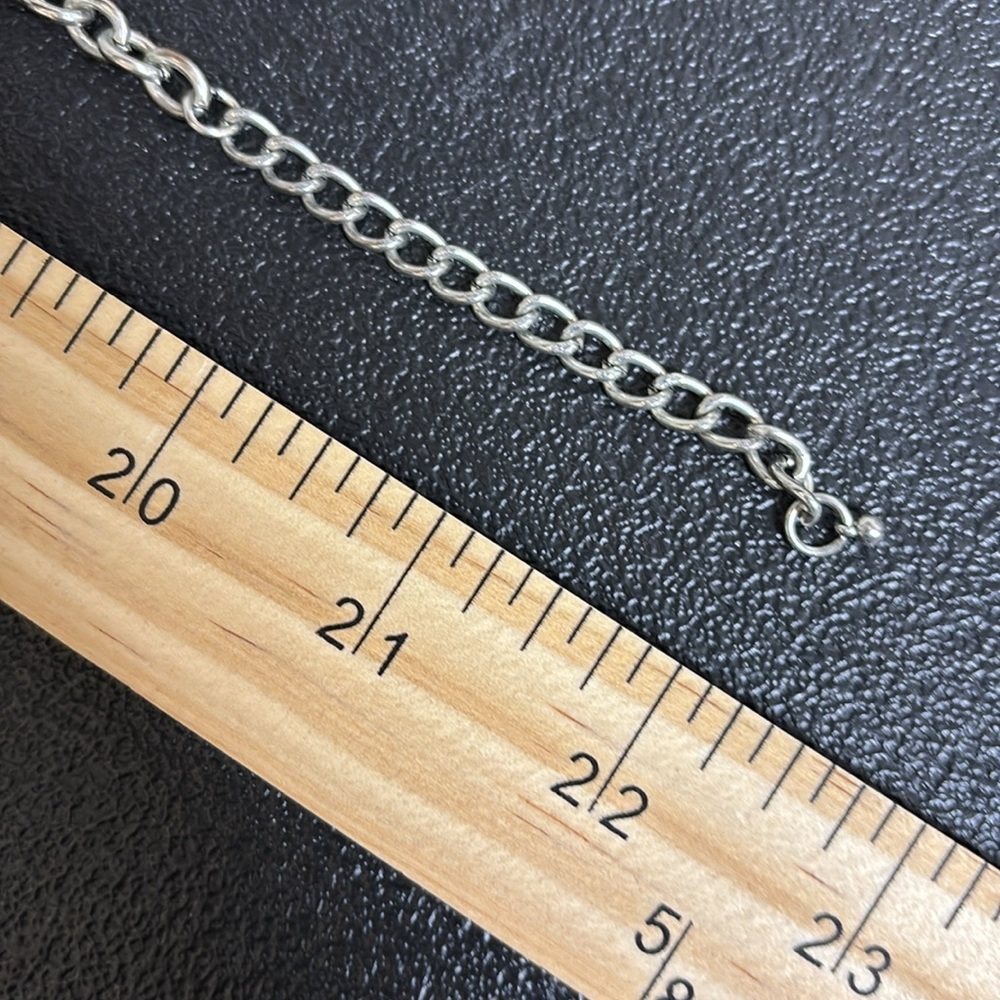 Abalone Disc Silver Tone Chain Link Necklace Statement - Picture 7 of 7